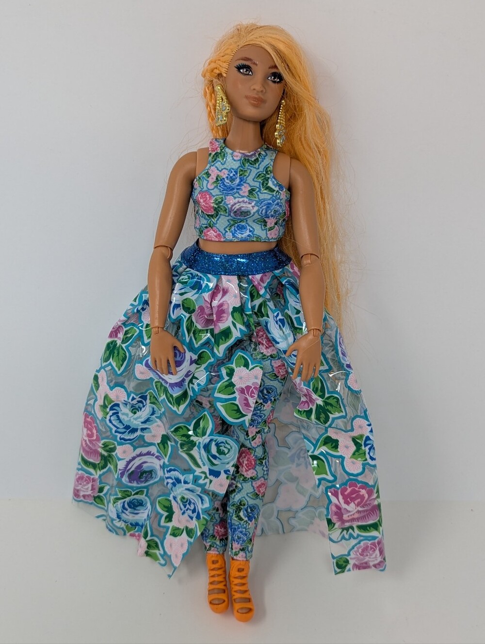 Barbie Extra Fancy Doll Flowers Orange Hair Curvy Articulated